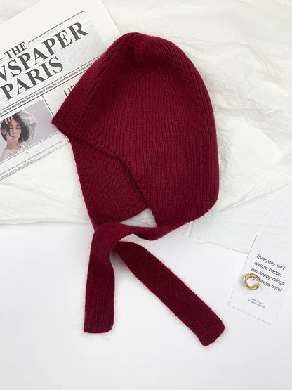 Women’s Knitted Earflap Winter Hat – Soft Tie-Up Cold-Weather Beanie with Ear Protection
