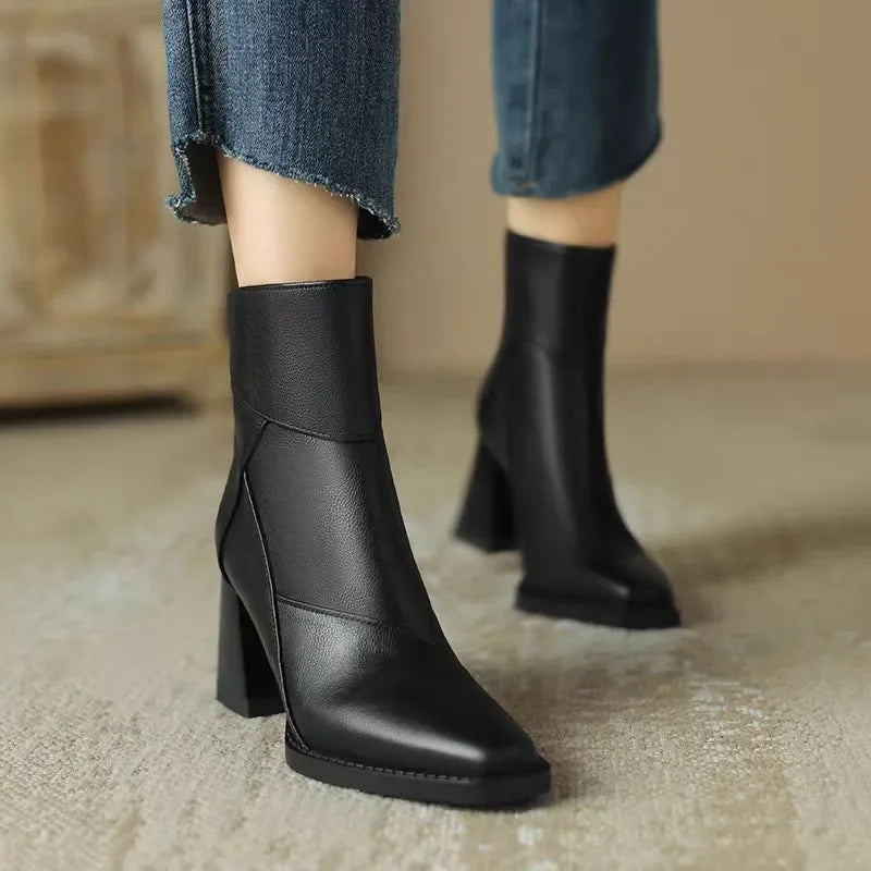 Women’s Ankle Boots – Block Heel with Pointed Toe