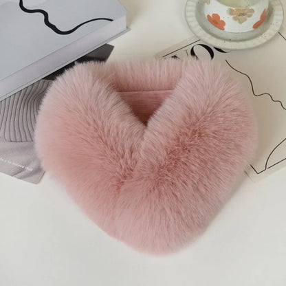 Women’s Faux Fur Neck Scarf – Plush Cross-Over Winter Wrap with Soft Thickened Finish