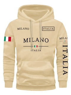 Men’s Printed Pullover Hoodie – Relaxed Fit Warm Sports Sweatshirt for Outdoor Fitness and Casual Wear