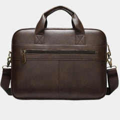 Men’s Leather Work Briefcase with Top Handles and Shoulder Strap
