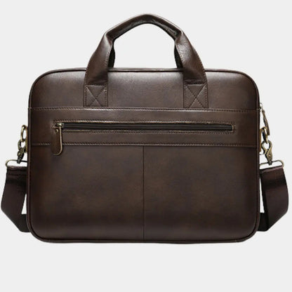 Men’s Leather Work Briefcase with Top Handles and Shoulder Strap