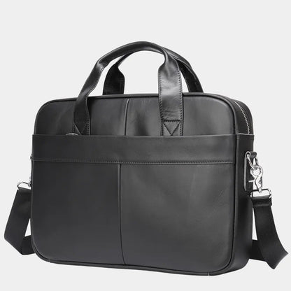 Men’s Leather Work Briefcase with Top Handles and Shoulder Strap