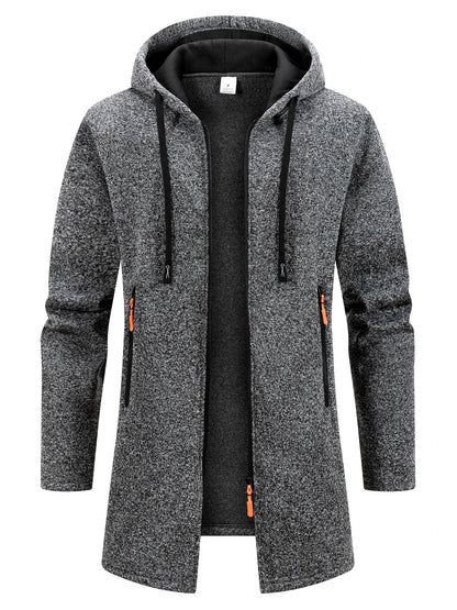 Men’s Longline Zip-Up Hoodie – Relaxed Hooded Sweatshirt Jacket for Winter Layering