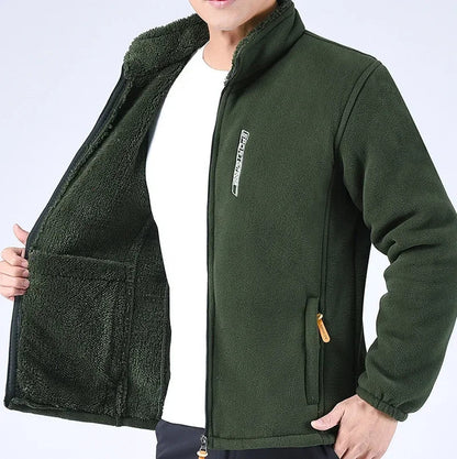 Men’s Polar Fleece Jacket – Full-Zip Winter Layer with High Collar and Secure Pockets