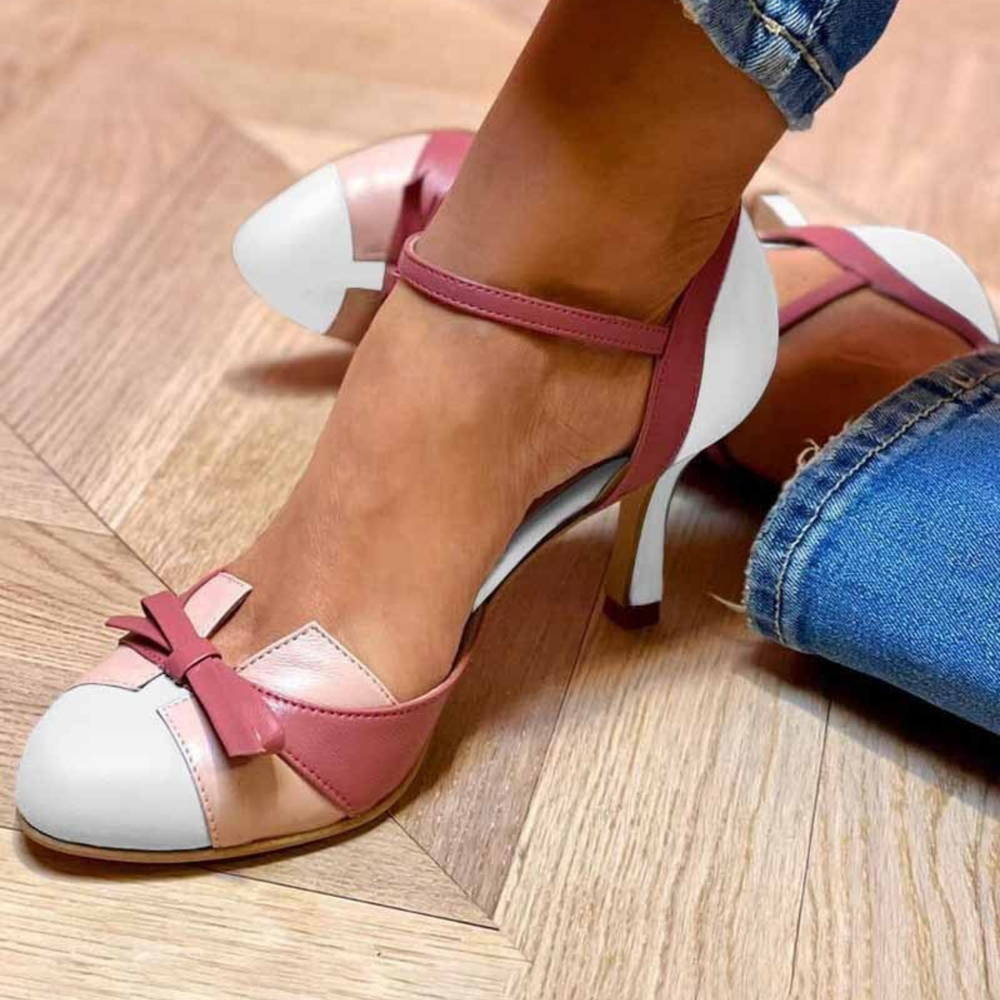 Women’s Bow Detail Pumps – Cross-Strap Slim Heels for Smart Occasion Wear
