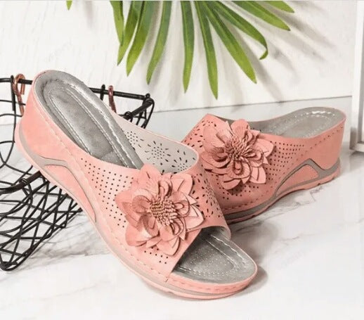 Women’s Wedge Slide Sandals – Cushioned Arch-Support Slip-Ons for Spring and Summer