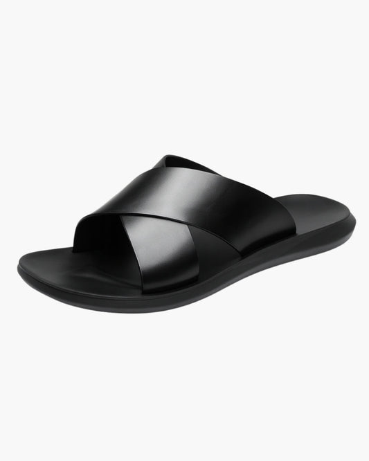 Men’s Minimal Cross-Strap Sandals – Flexible Slip-On Slides for Spring and Summer