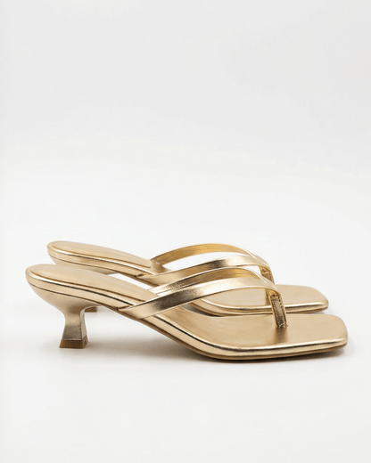 Women’s Kitten Heel Mule Sandals – Minimal Square-Toe Slip-Ons for Smart Casual and Evening Wear