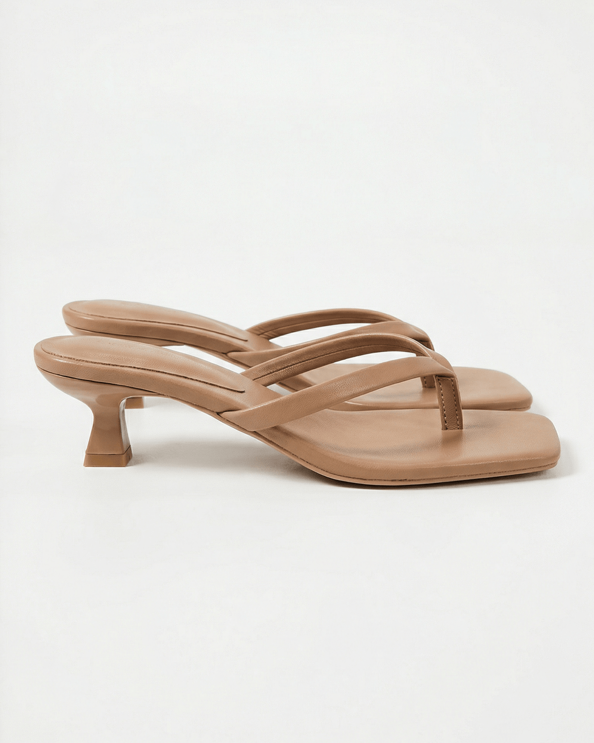 Women’s Kitten Heel Mule Sandals – Minimal Square-Toe Slip-Ons for Smart Casual and Evening Wear