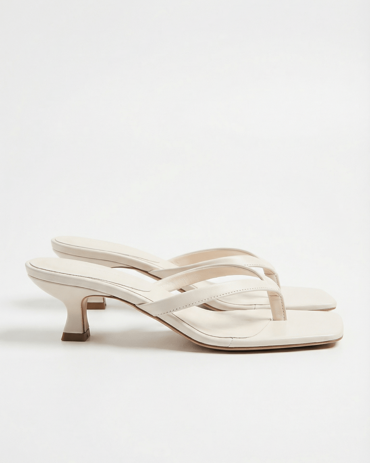 Women’s Kitten Heel Mule Sandals – Minimal Square-Toe Slip-Ons for Smart Casual and Evening Wear