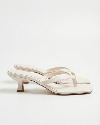 Women’s Kitten Heel Mule Sandals – Minimal Square-Toe Slip-Ons for Smart Casual and Evening Wear