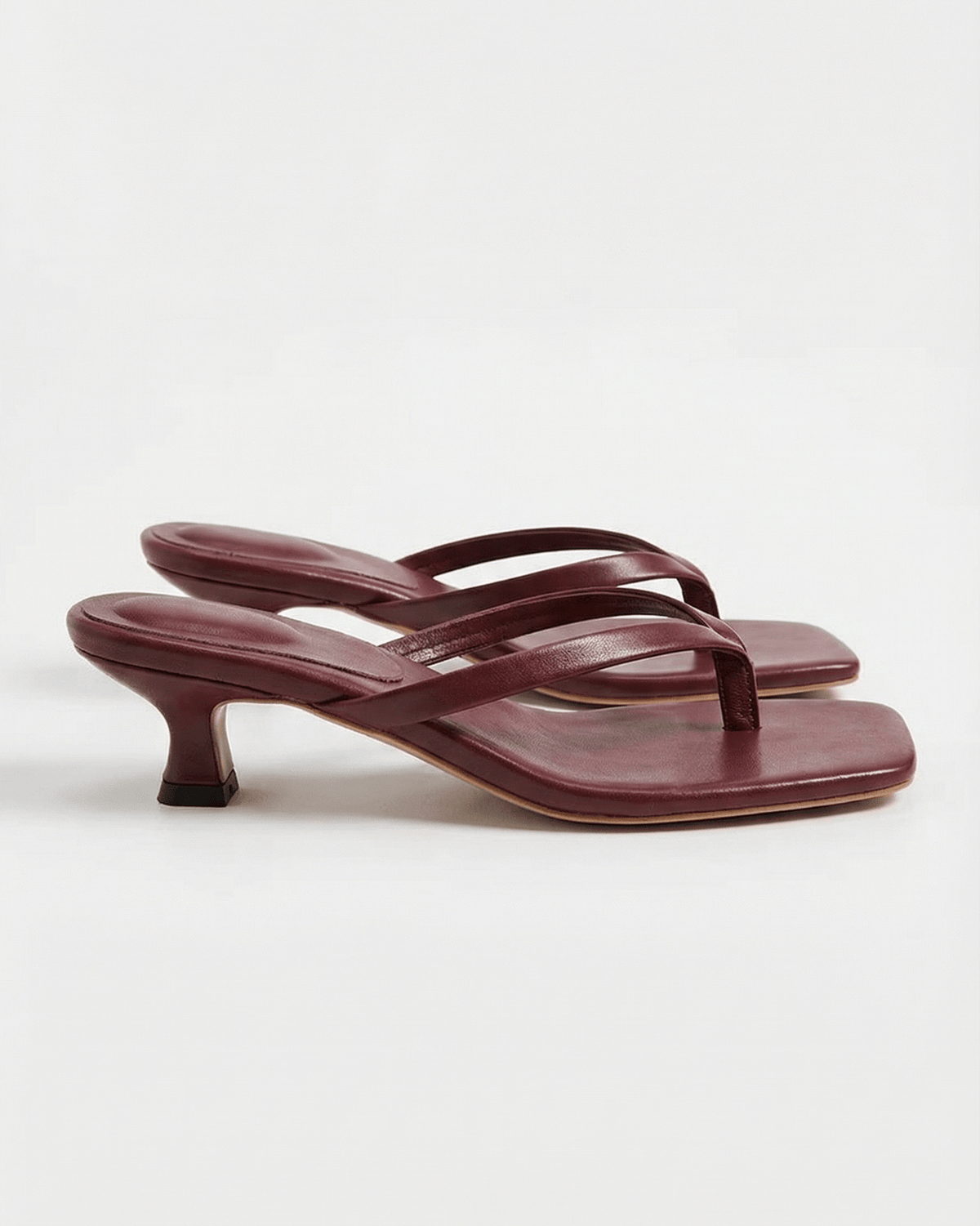 Women’s Kitten Heel Mule Sandals – Minimal Square-Toe Slip-Ons for Smart Casual and Evening Wear
