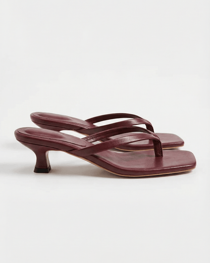 Women’s Kitten Heel Mule Sandals – Minimal Square-Toe Slip-Ons for Smart Casual and Evening Wear