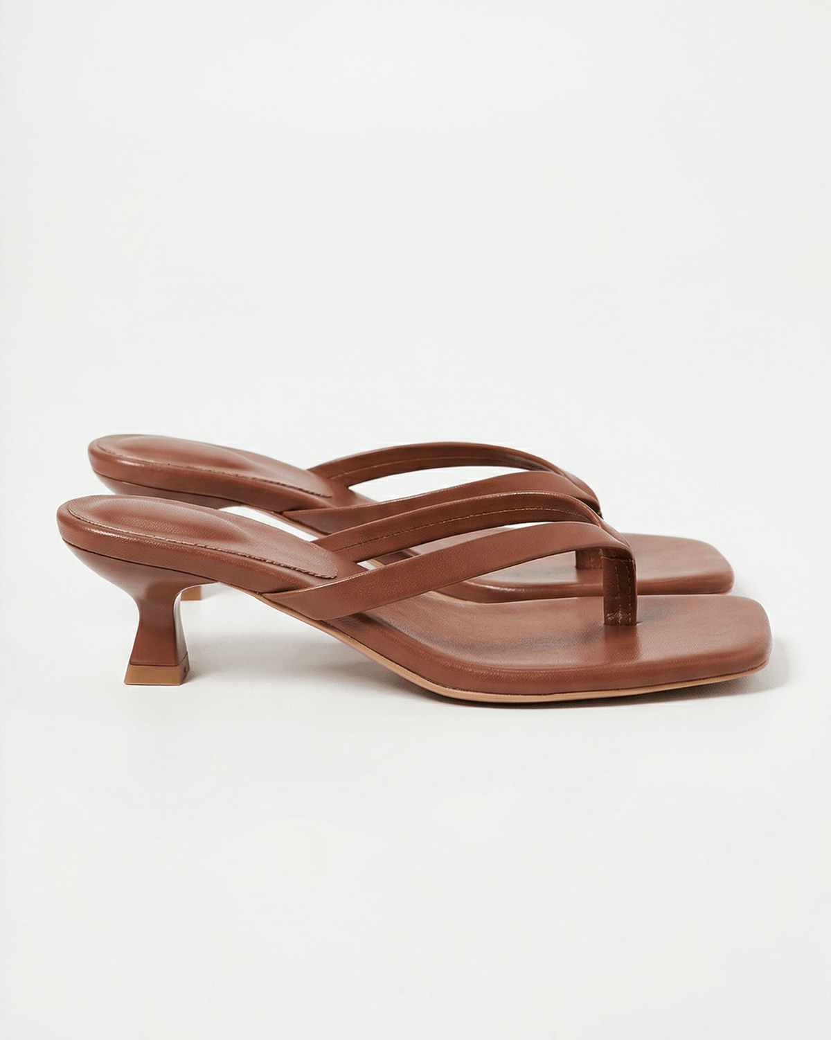 Women’s Kitten Heel Mule Sandals – Minimal Square-Toe Slip-Ons for Smart Casual and Evening Wear