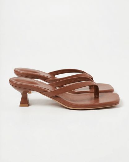 Women’s Kitten Heel Mule Sandals – Minimal Square-Toe Slip-Ons for Smart Casual and Evening Wear