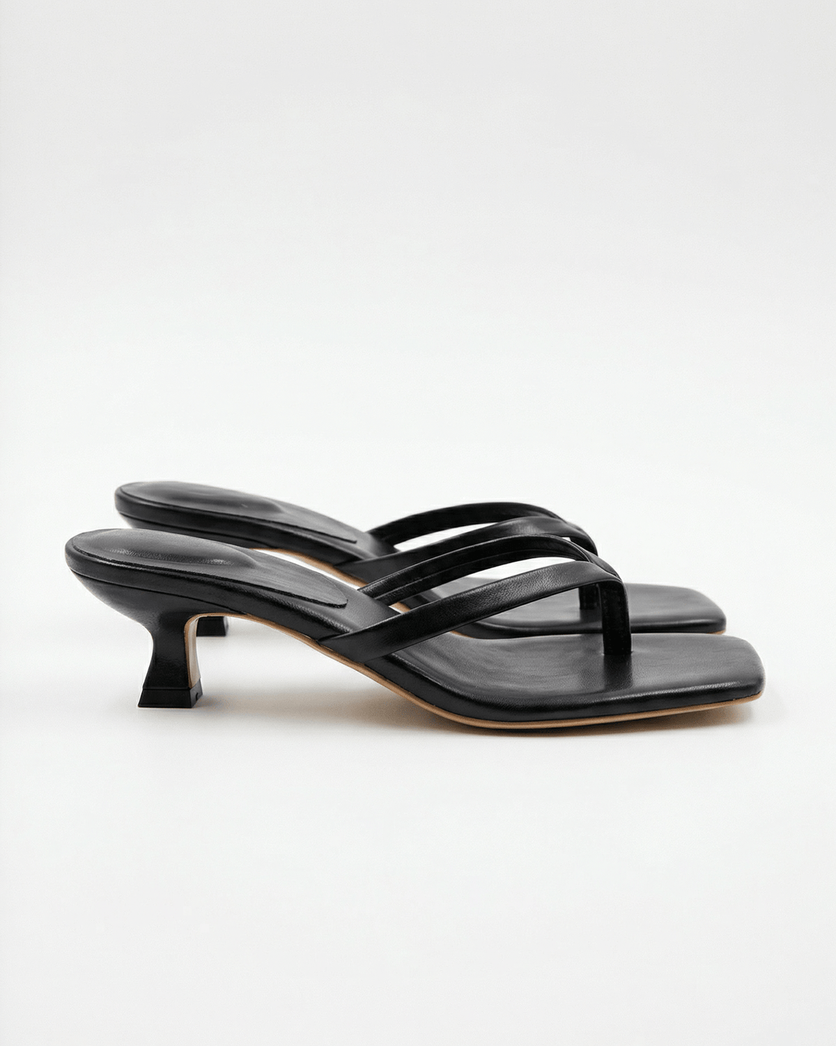 Women’s Kitten Heel Mule Sandals – Minimal Square-Toe Slip-Ons for Smart Casual and Evening Wear