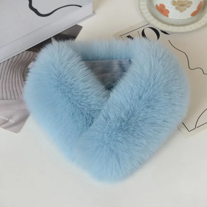 Women’s Faux Fur Neck Scarf – Plush Cross-Over Winter Wrap with Soft Thickened Finish