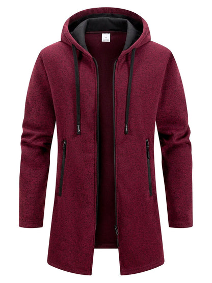 Men’s Longline Zip-Up Hoodie – Relaxed Hooded Sweatshirt Jacket for Winter Layering