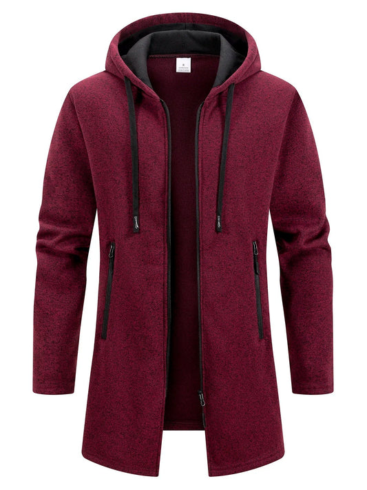 Men’s Longline Zip-Up Hoodie – Relaxed Hooded Sweatshirt Jacket for Winter Layering