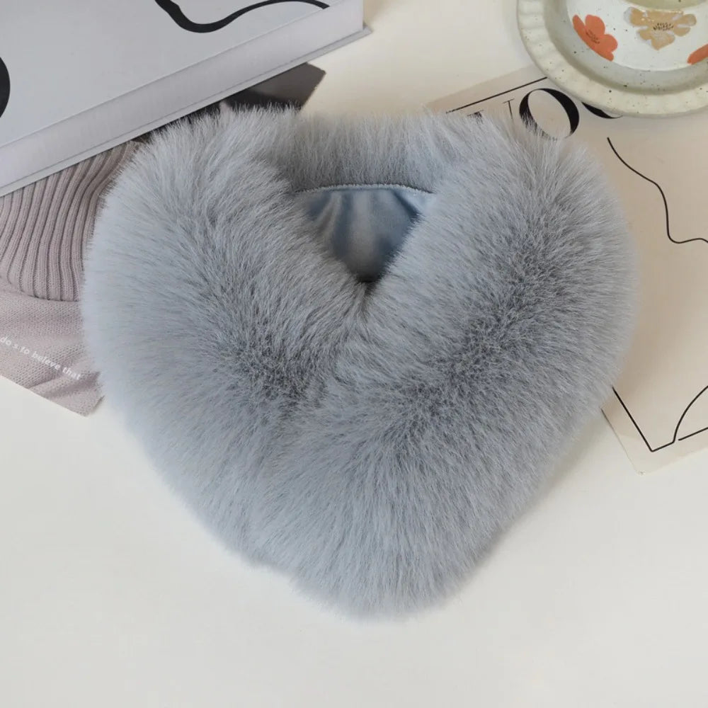 Women’s Faux Fur Neck Scarf – Plush Cross-Over Winter Wrap with Soft Thickened Finish