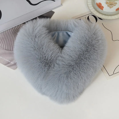 Women’s Faux Fur Neck Scarf – Plush Cross-Over Winter Wrap with Soft Thickened Finish