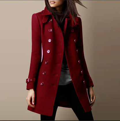 Women’s Double-Breasted Tailored Coat – Structured Longline Layer for Refined Winter Dressing