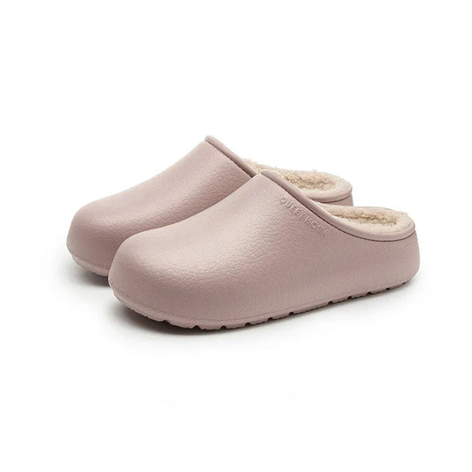 Women’s Plush-Lined Winter Clog Slippers – Warm Waterproof Non-Slip Indoor House Shoes for Everyday Comfort