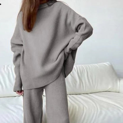 Women’s Oversized Knit Top and Wide-Leg Trouser Set – Relaxed Two-Piece Loungewear