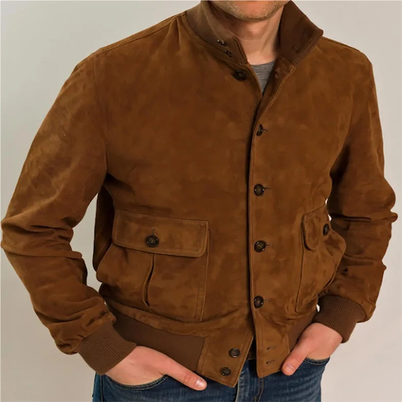 Men’s Vintage Utility Jacket – Slim-Fit Button-Front Jacket with Flap Pockets