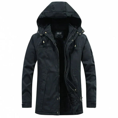 Men’s Fleece-Lined Hooded Winter Parka – Windproof Utility Jacket for Everyday Cold-Weather Wear