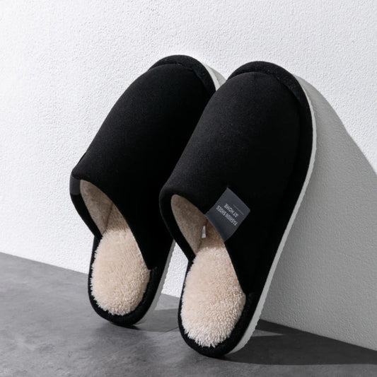 Men’s Plush-Lined Winter House Slippers – Warm Non-Slip Closed-Toe Indoor Shoes for Everyday Comfort
