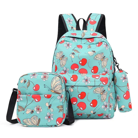 Unisex Three-Piece School Backpack Set – Multi-Pocket Student Bag with Shoulder Bag and Accessory Pouch