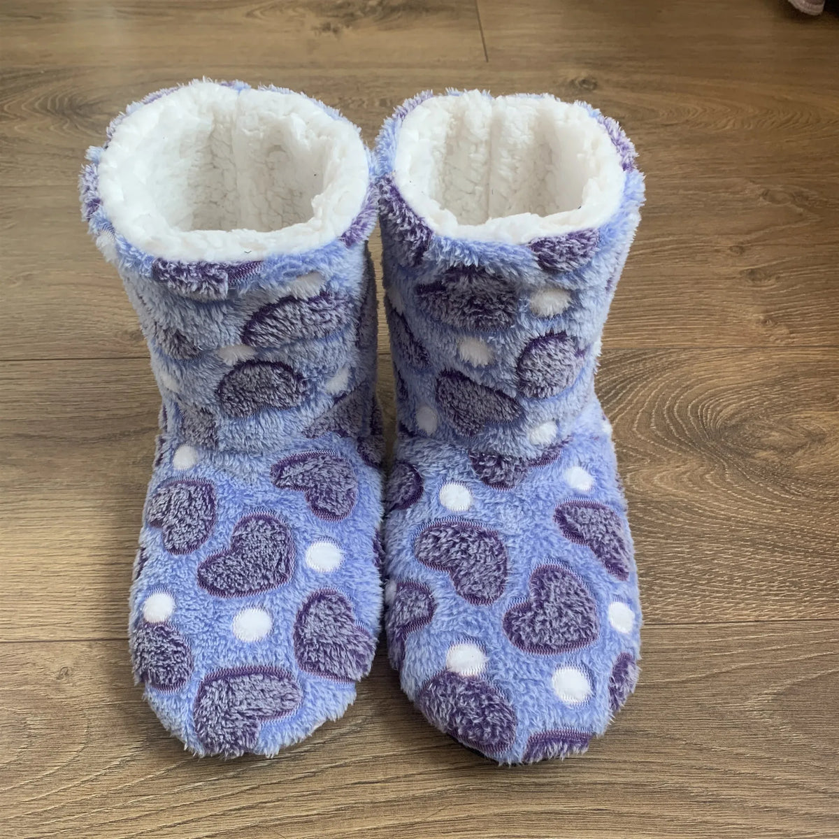 Women’s Plush-Lined Winter Boot Slippers – Warm Non-Slip Indoor House Shoes for Autumn and Winter Comfort