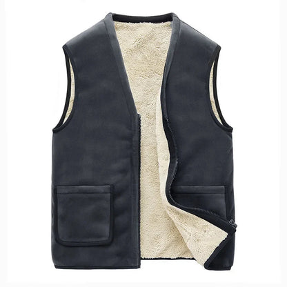 Men’s Fleece-Lined Winter Vest – Warm Sleeveless Zip-Up Layer with Practical Pockets