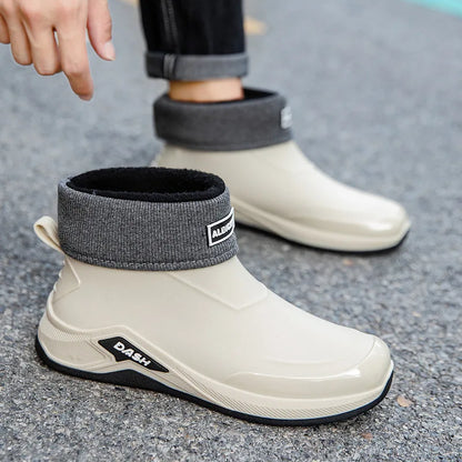 Men’s Waterproof Winter Rain Boots – Cotton-Lined Anti-Slip Outdoor Shoes