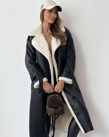 Women’s Teddy Coat – Double-Breasted Fleece-Lined Trench Coat