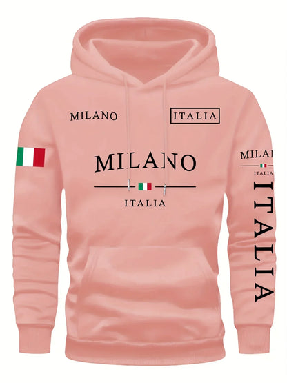 Men’s Printed Pullover Hoodie – Relaxed Fit Warm Sports Sweatshirt for Outdoor Fitness and Casual Wear