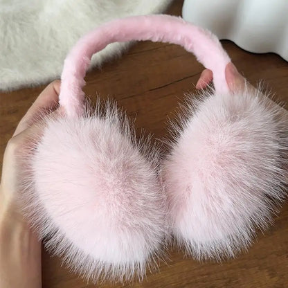 Women’s Faux Fur Ear Warmers – Soft Foldable Winter Earmuffs for Outdoor and Daily Wear