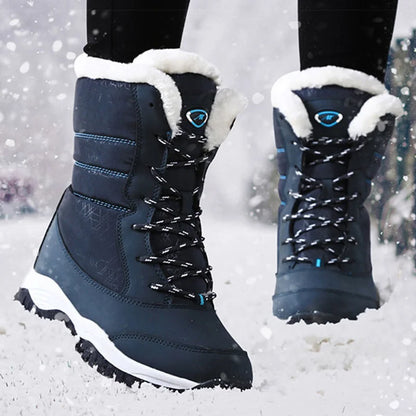 Women’s Plush-Lined Lace-Up Snow Boots – Warm Platform Winter Boots for Outdoor Wear