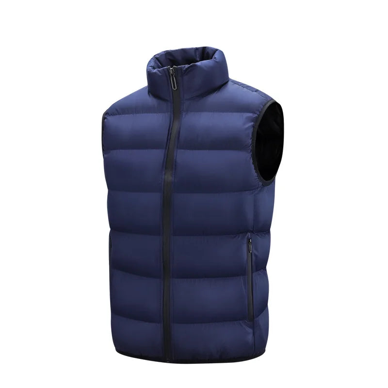 Men’s Insulated Puffer Vest – Sleeveless Zip-Up Gilet with Stand Collar and Quilted Panels