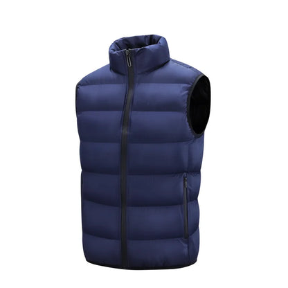 Men’s Insulated Puffer Vest – Sleeveless Zip-Up Gilet with Stand Collar and Quilted Panels