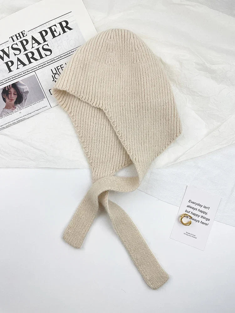 Women’s Knitted Earflap Winter Hat – Soft Tie-Up Cold-Weather Beanie with Ear Protection