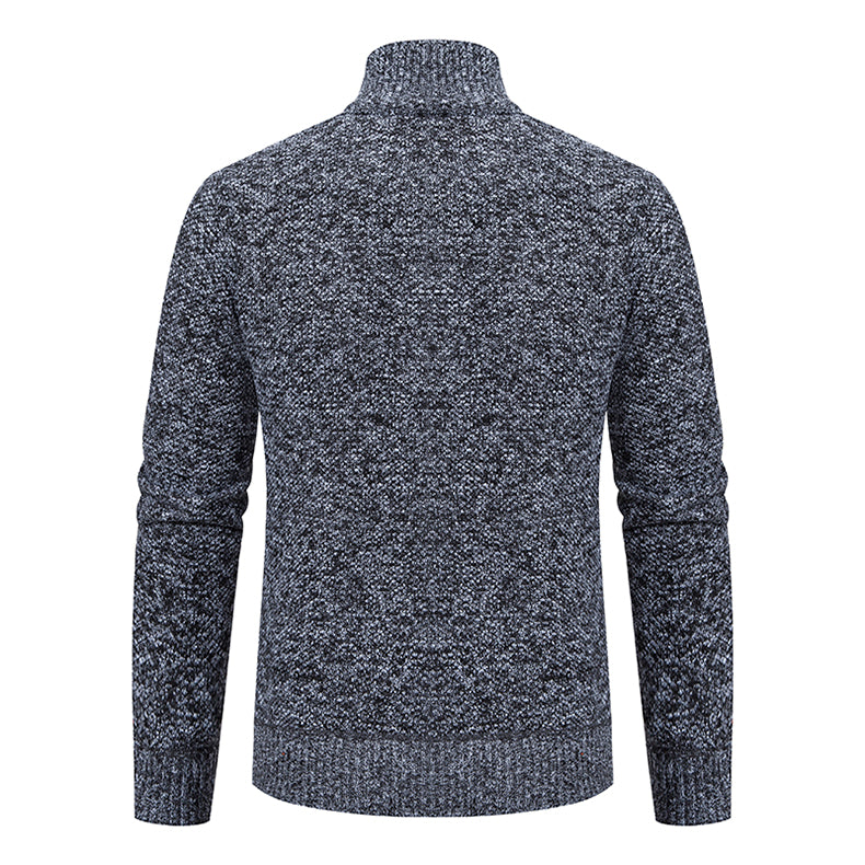 Men’s Textured Zip Cardigan – Stand-Collar Knit Layer for Smart Casual Wear