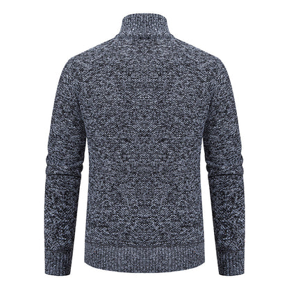 Men’s Textured Zip Cardigan – Stand-Collar Knit Layer for Smart Casual Wear