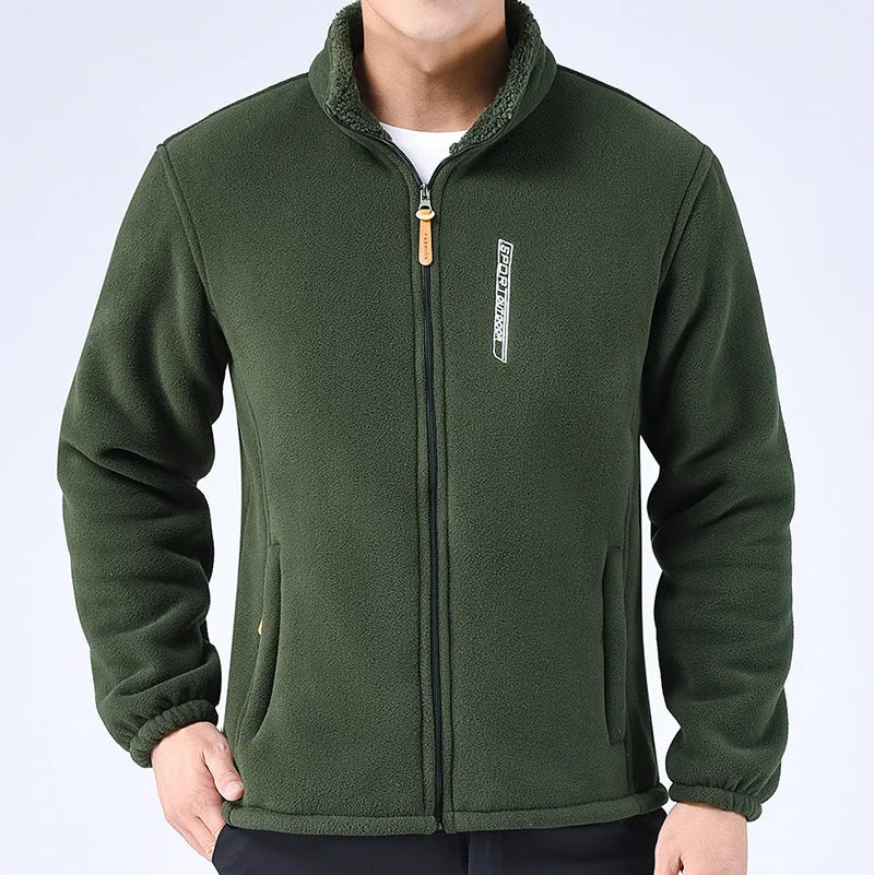 Men’s Polar Fleece Jacket – Full-Zip Winter Layer with High Collar and Secure Pockets