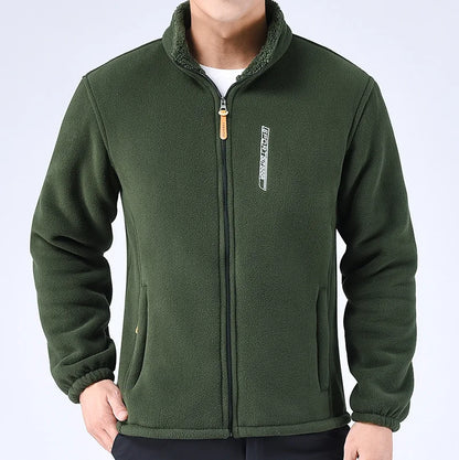 Men’s Polar Fleece Jacket – Full-Zip Winter Layer with High Collar and Secure Pockets
