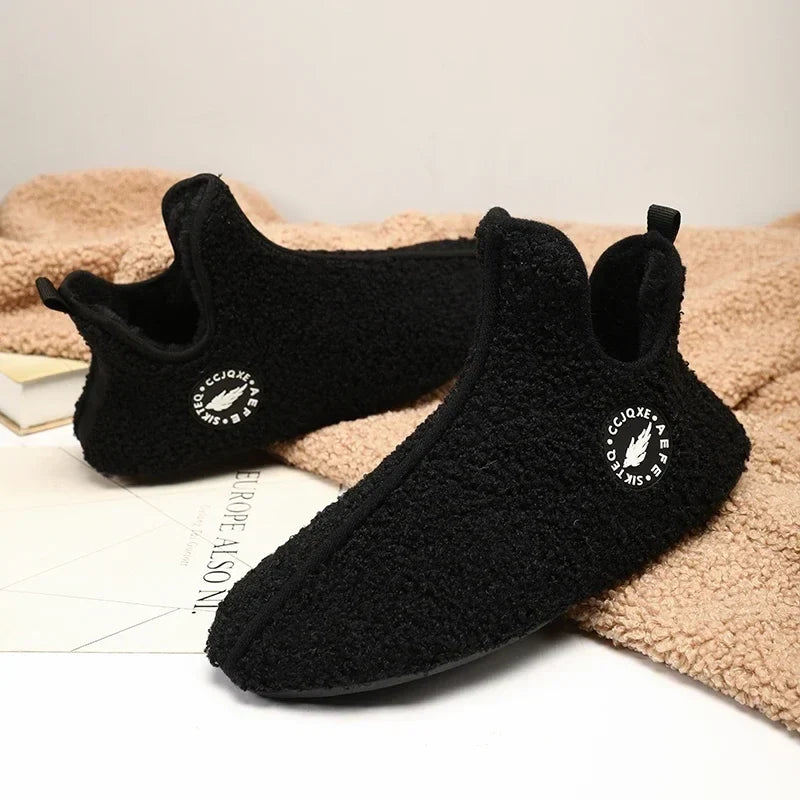 Men’s Soft Cotton-Lined Winter Slippers – Warm Non-Slip Indoor House Shoes