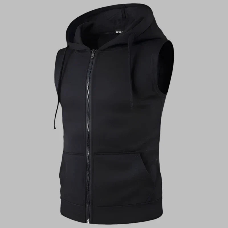Men’s Sleeveless Zip-Up Hoodie Vest – Lightweight Layer for Casual Everyday Wear