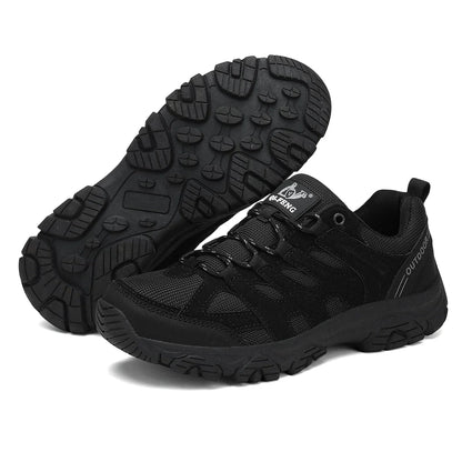 Men’s Low-Cut Winter Hiking Shoes – Rugged Anti-Slip Lace-Up Outdoor Trail Walking Sneakers